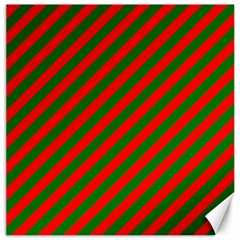 Red And Green Christmas Candycane Stripes Canvas 12  X 12   by PodArtist