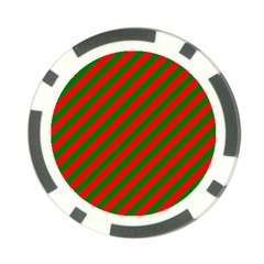 Red And Green Christmas Candycane Stripes Poker Chip Card Guard by PodArtist