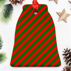 Red And Green Christmas Candycane Stripes Bell Ornament (two Sides) by PodArtist