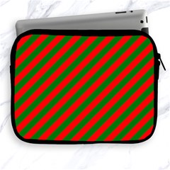 Red And Green Christmas Candycane Stripes Apple Ipad 2/3/4 Zipper Cases by PodArtist