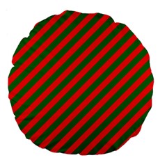 Red And Green Christmas Candycane Stripes Large 18  Premium Flano Round Cushions by PodArtist