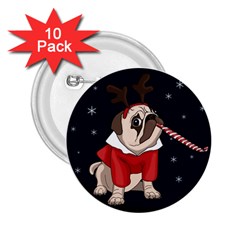 Pug Xmas 2 25  Buttons (10 Pack)  by Valentinaart