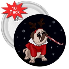 Pug Xmas 3  Buttons (10 Pack)  by Valentinaart