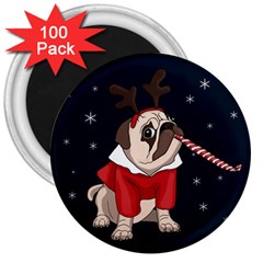 Pug Xmas 3  Magnets (100 Pack) by Valentinaart