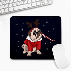 Pug Xmas Large Mousepads by Valentinaart