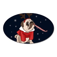 Pug Xmas Oval Magnet by Valentinaart