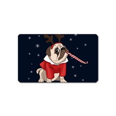 Pug Xmas Magnet (name Card) by Valentinaart