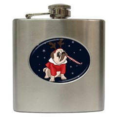 Pug Xmas Hip Flask (6 Oz) by Valentinaart