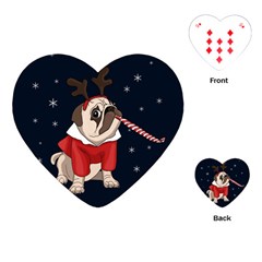 Pug Xmas Playing Cards (heart)  by Valentinaart