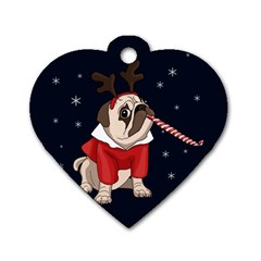 Pug Xmas Dog Tag Heart (one Side) by Valentinaart