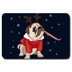 Pug Xmas Large Doormat  by Valentinaart