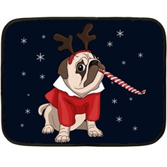 Pug Xmas Fleece Blanket (mini) by Valentinaart