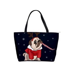 Pug Xmas Shoulder Handbags by Valentinaart