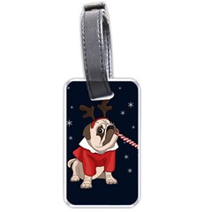 Pug Xmas Luggage Tags (one Side)  by Valentinaart