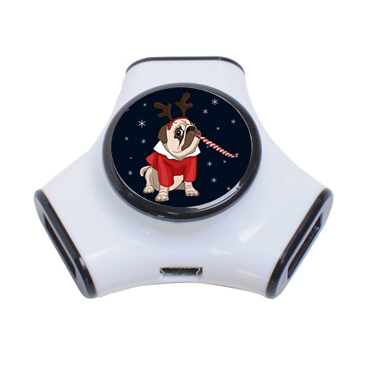 Pug Xmas 3-Port USB Hub