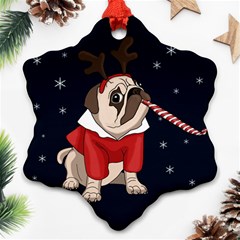 Pug Xmas Snowflake Ornament (two Sides) by Valentinaart