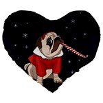 Pug Xmas Large 19  Premium Heart Shape Cushions Front