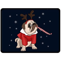 Pug Xmas Double Sided Fleece Blanket (large)  by Valentinaart