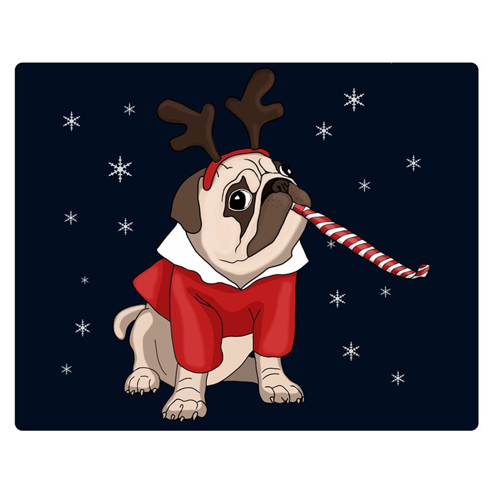 Pug Xmas Double Sided Flano Blanket (Medium) 