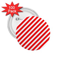 Christmas Red And White Candy Cane Stripes 2 25  Buttons (100 Pack)  by PodArtist