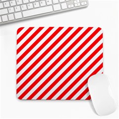 Christmas Red And White Candy Cane Stripes Large Mousepads by PodArtist