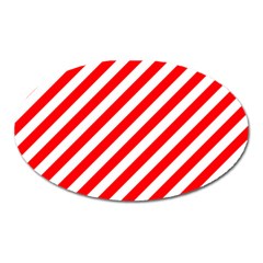 Christmas Red And White Candy Cane Stripes Oval Magnet by PodArtist