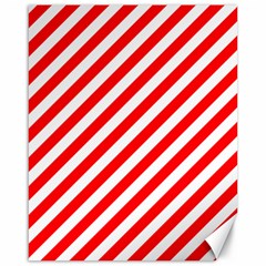 Christmas Red And White Candy Cane Stripes Canvas 16  X 20   by PodArtist