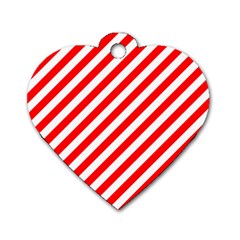 Christmas Red And White Candy Cane Stripes Dog Tag Heart (one Side) by PodArtist