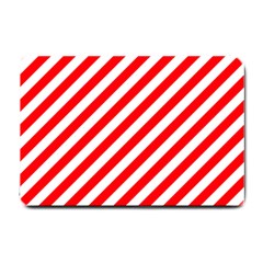 Christmas Red And White Candy Cane Stripes Small Doormat  by PodArtist