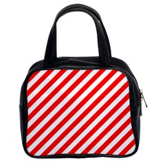 Christmas Red And White Candy Cane Stripes Classic Handbags (2 Sides) by PodArtist