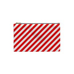 Christmas Red And White Candy Cane Stripes Cosmetic Bag (small)  by PodArtist