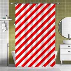 Christmas Red And White Candy Cane Stripes Shower Curtain 48  X 72  (small)  by PodArtist