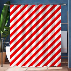 Christmas Red And White Candy Cane Stripes Shower Curtain 60  X 72  (medium)  by PodArtist