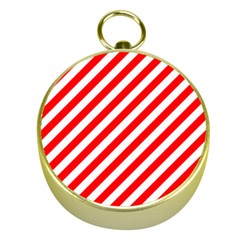 Christmas Red And White Candy Cane Stripes Gold Compasses by PodArtist