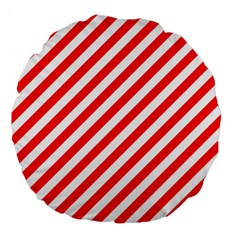 Christmas Red And White Candy Cane Stripes Large 18  Premium Flano Round Cushions by PodArtist