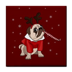 Pug Xmas Tile Coasters by Valentinaart