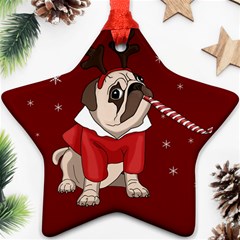 Pug Xmas Ornament (star) by Valentinaart