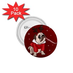 Pug Xmas 1 75  Buttons (10 Pack) by Valentinaart