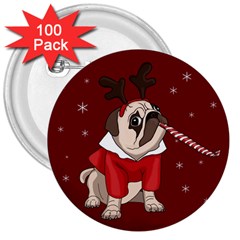 Pug Xmas 3  Buttons (100 Pack)  by Valentinaart