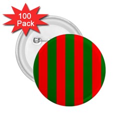 Wide Red And Green Christmas Cabana Stripes 2 25  Buttons (100 Pack)  by PodArtist