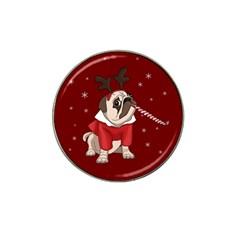 Pug Xmas Hat Clip Ball Marker by Valentinaart