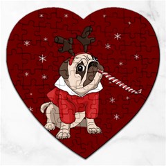 Pug Xmas Jigsaw Puzzle (heart) by Valentinaart