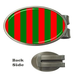 Wide Red And Green Christmas Cabana Stripes Money Clips (oval)  by PodArtist