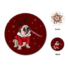 Pug Xmas Playing Cards (round)  by Valentinaart