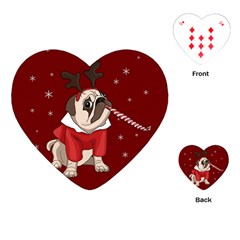 Pug Xmas Playing Cards (heart)  by Valentinaart