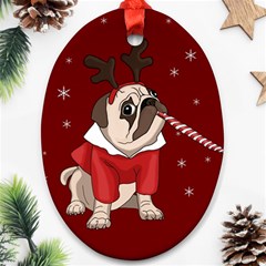 Pug Xmas Oval Ornament (two Sides) by Valentinaart