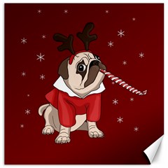 Pug Xmas Canvas 16  X 16   by Valentinaart