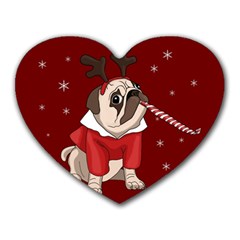 Pug Xmas Heart Mousepads by Valentinaart