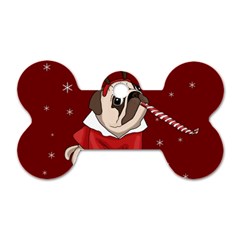 Pug Xmas Dog Tag Bone (one Side) by Valentinaart