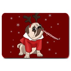 Pug Xmas Large Doormat  by Valentinaart